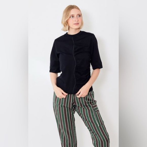 Ganni Gather Detail T Shirt in Black Size XXS - Picture 4 of 12